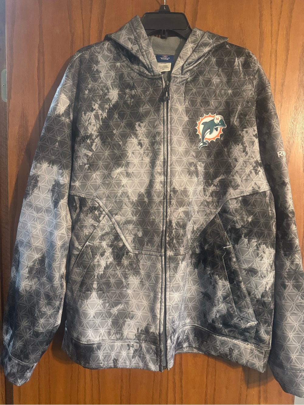 Reebok Men's Gray Patterned Dolphins Full-Zip Hoodie
